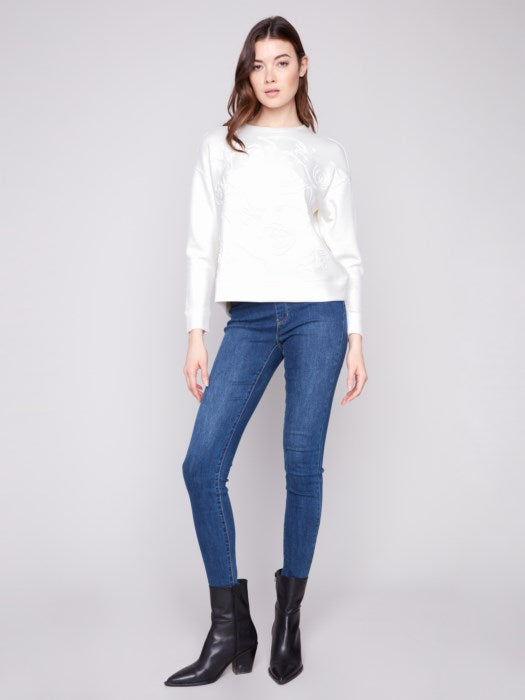 Charlie B Scuba Knit Top | Ecru