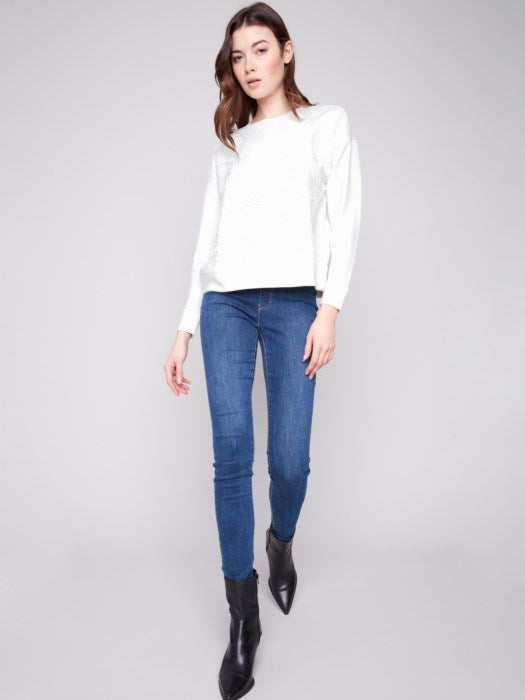 Charlie B Scuba Knit Top | Ecru