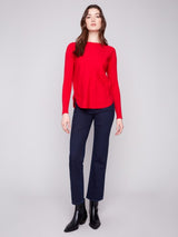 Charlie B Sweater with Back Lace-Up Detail | Crimson