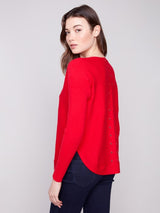 Charlie B Sweater with Back Lace-Up Detail | Crimson