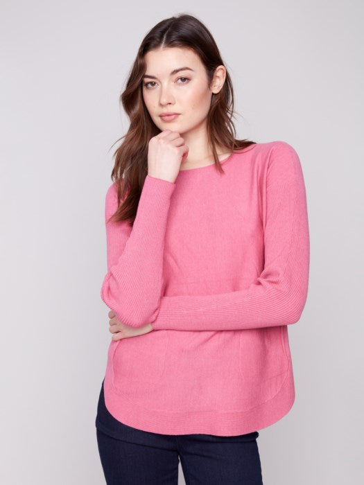 Charlie B Sweater with Back Lace-Up Detail | Rose