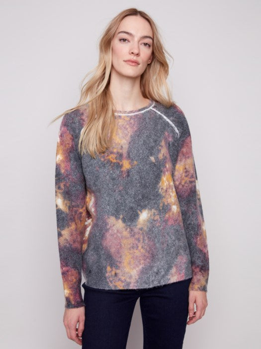 Charlie B Reversible Printed Raglan Sleeve Sweater | Ombre