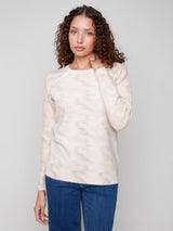 Charlie B Reversible Printed Raglan Sleeve Sweater | Oat Wind