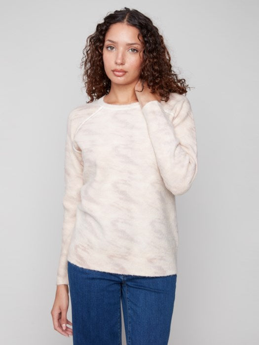 Charlie B Reversible Printed Raglan Sleeve Sweater | Oat Wind