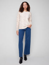 Charlie B Reversible Printed Raglan Sleeve Sweater | Oat Wind