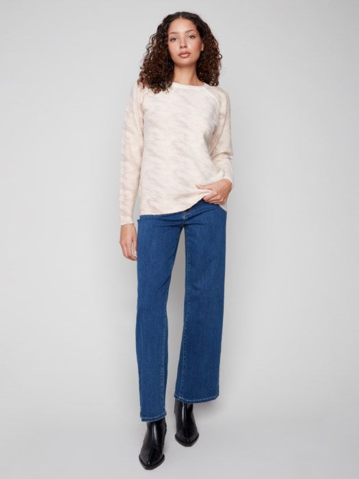 Charlie B Reversible Printed Raglan Sleeve Sweater | Oat Wind