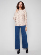 Charlie B Reversible Printed Raglan Sleeve Sweater | Oat Wind