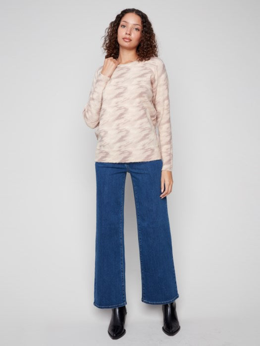 Charlie B Reversible Printed Raglan Sleeve Sweater | Oat Wind