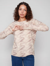 Charlie B Reversible Printed Raglan Sleeve Sweater | Oat Wind
