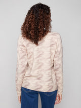Charlie B Reversible Printed Raglan Sleeve Sweater | Oat Wind