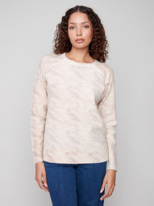 Charlie B Reversible Printed Raglan Sleeve Sweater | Oat Wind