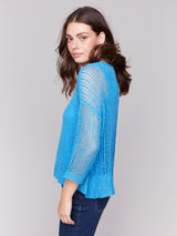 Charlie B Fishnet Crochet Sweater | Lagoon