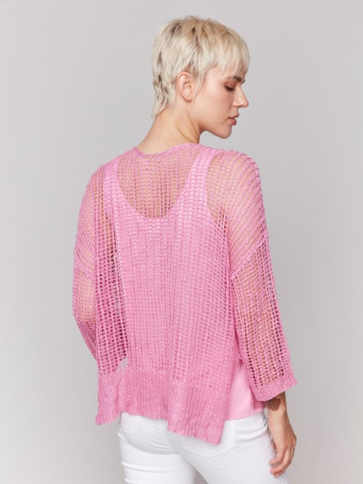 Charlie B Fishnet Crochet Sweater | Begonia