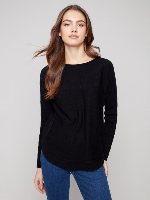 Charlie B Sweater with Lace-Up Cuffs | Black