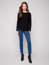 Charlie B Sweater with Lace-Up Cuffs | Black