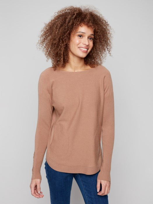 Charlie B Sweater with Lace-Up Cuffs | Truffle