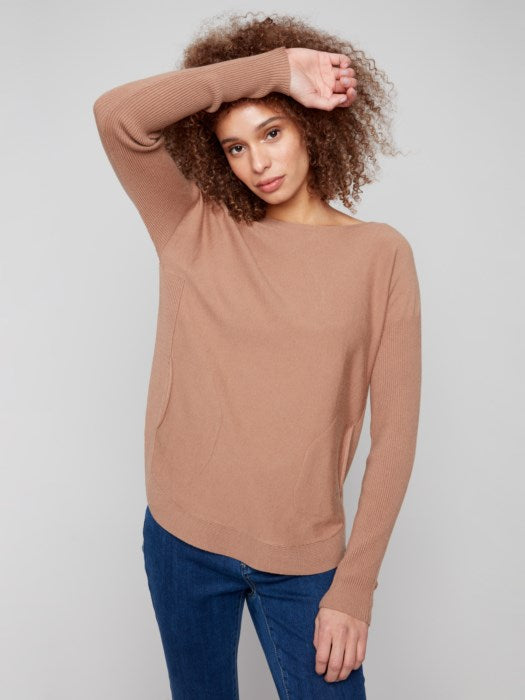 Charlie B Sweater with Lace-Up Cuffs | Truffle