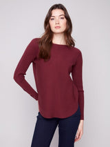 Charlie B Sweater with Lace-Up Cuffs | Cabernet