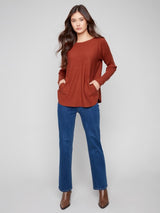 Charlie B Sweater with Lace-Up Cuffs | Sepia