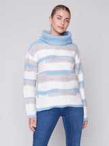 Charlie B Striped Sweater with Sequins Snowflake