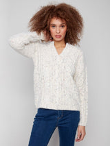 Charlie B Notched Neck Sweater | Ecru