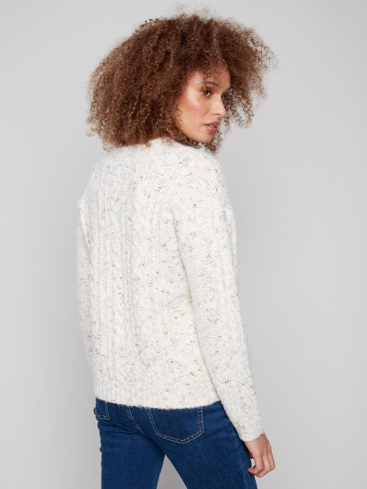 Charlie B Notched Neck Sweater | Ecru