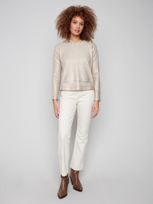 Charlie B Plush Knit Hoodie Sweater | Champagne