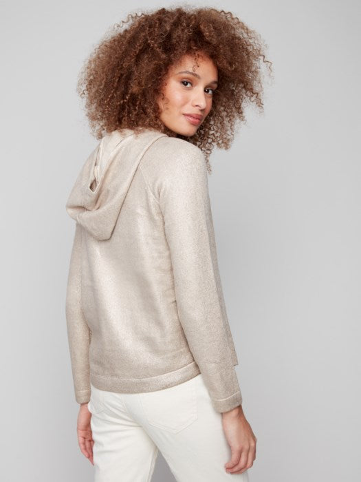 Charlie B Plush Knit Hoodie Sweater | Champagne