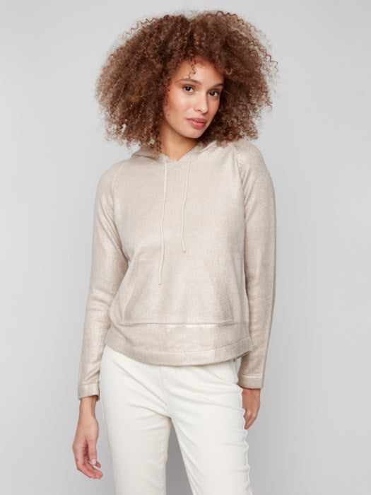 Charlie B Plush Knit Hoodie Sweater | Champagne