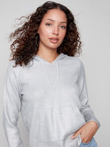 Charlie B Plush Knit Hoodie Sweater | Silver