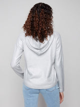 Charlie B Plush Knit Hoodie Sweater | Silver