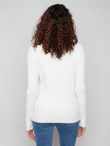 Charlie B Ribbed Knit Mock Neck Sweater | Ecru