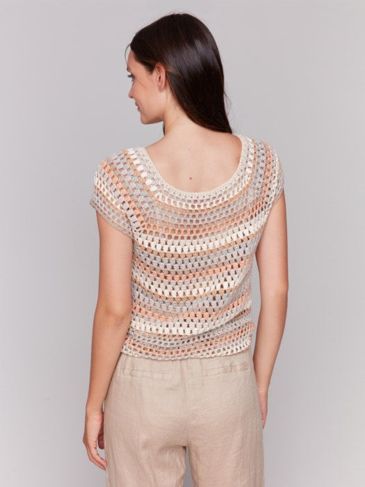 Charlie B Crochet Cap Sleeve Top | Pebble