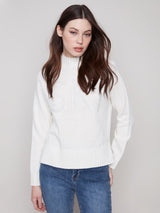 Charlie B Placed Jacquard Mock Neck Ski Sweater | Ecru