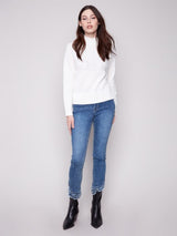 Charlie B Placed Jacquard Mock Neck Ski Sweater | Ecru