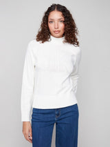Charlie B Placed Jacquard Mock Neck Ski Sweater | Ecru