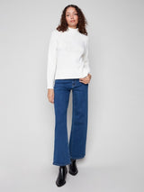 Charlie B Placed Jacquard Mock Neck Ski Sweater | Ecru