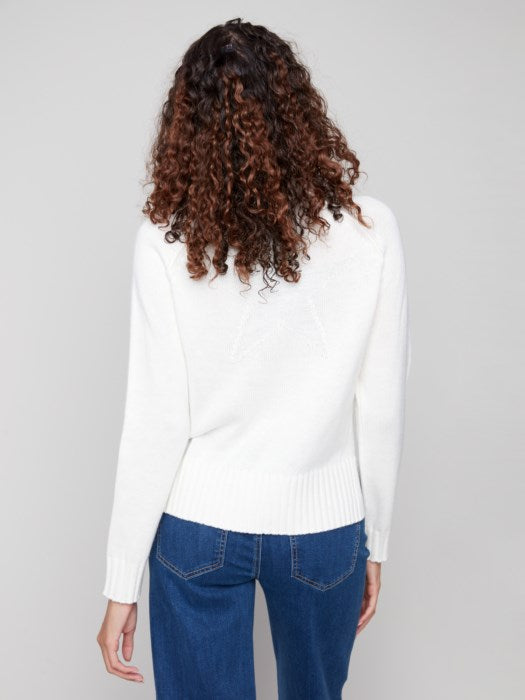 Charlie B Placed Jacquard Mock Neck Ski Sweater | Ecru
