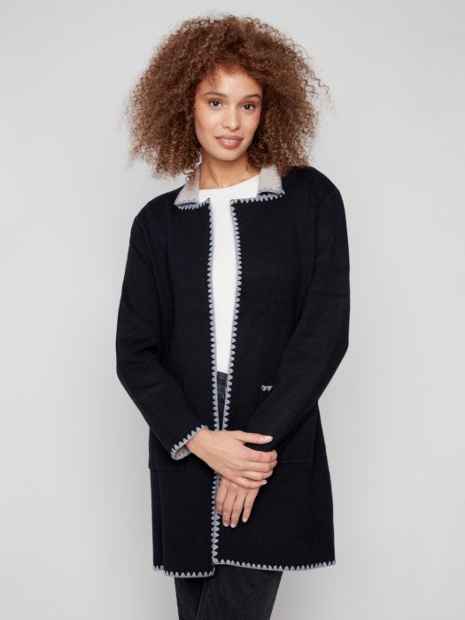 Charlie B Solid Cardigan | Black