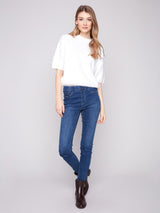 Charlie B Elbow Sleeve Ballon Shape Sweater | Ecru