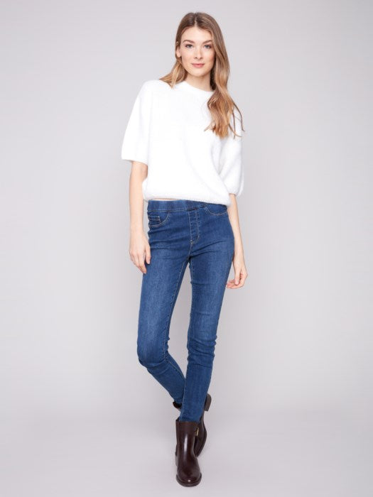 Charlie B Elbow Sleeve Ballon Shape Sweater | Ecru