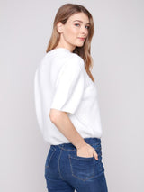 Charlie B Elbow Sleeve Ballon Shape Sweater | Ecru