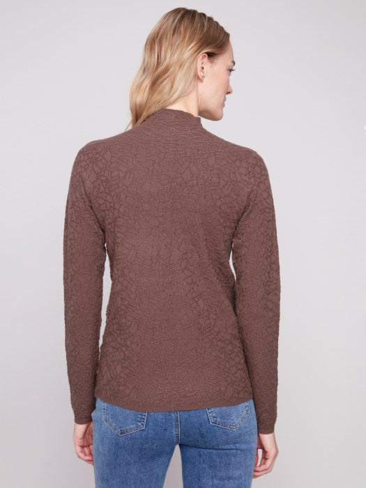 Charlie B Mock Neck Textured Sweater Knit | Mocha