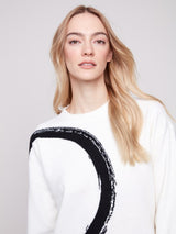Charlie B Placed Jacquard Crew Neck Sweater | Ecru
