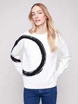 Charlie B Placed Jacquard Crew Neck Sweater | Ecru