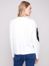 Charlie B Placed Jacquard Crew Neck Sweater | Ecru
