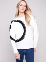 Charlie B Placed Jacquard Crew Neck Sweater | Ecru