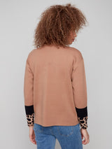 Charlie B Funnel Sweater with Color Block Detail | Truffle