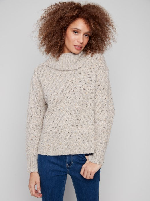 Charlie B Diagonal Cable Sweater | Oat