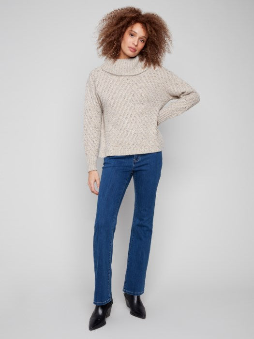 Charlie B Diagonal Cable Sweater | Oat